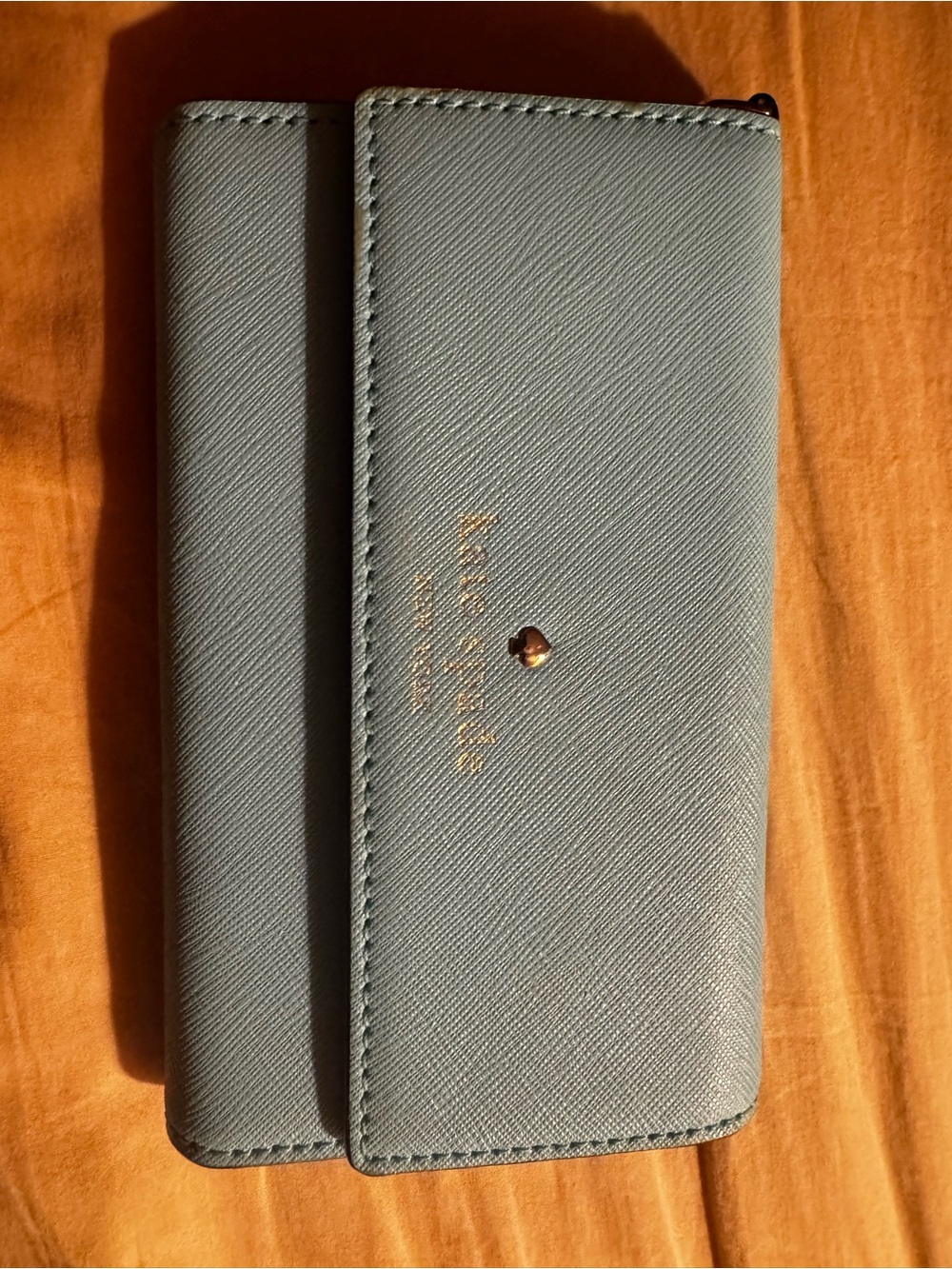 kate spade teal saffiano leather continental wallet with gold-tone logo